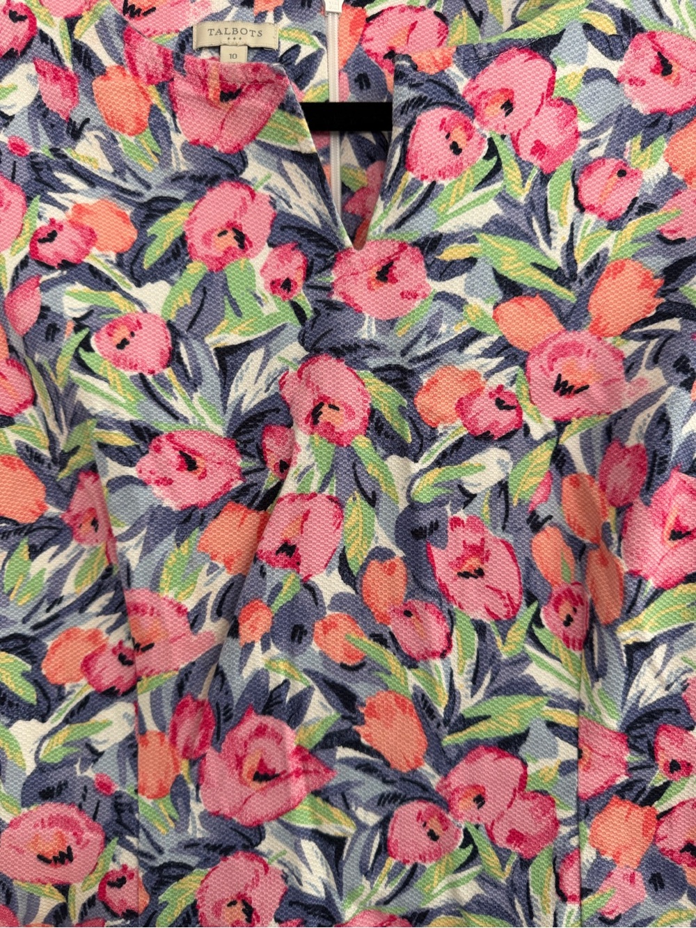 Talbots Floral Sheath Dress Pink Blue Sleeveless Stretch Size 10 - Picture 4 of 6